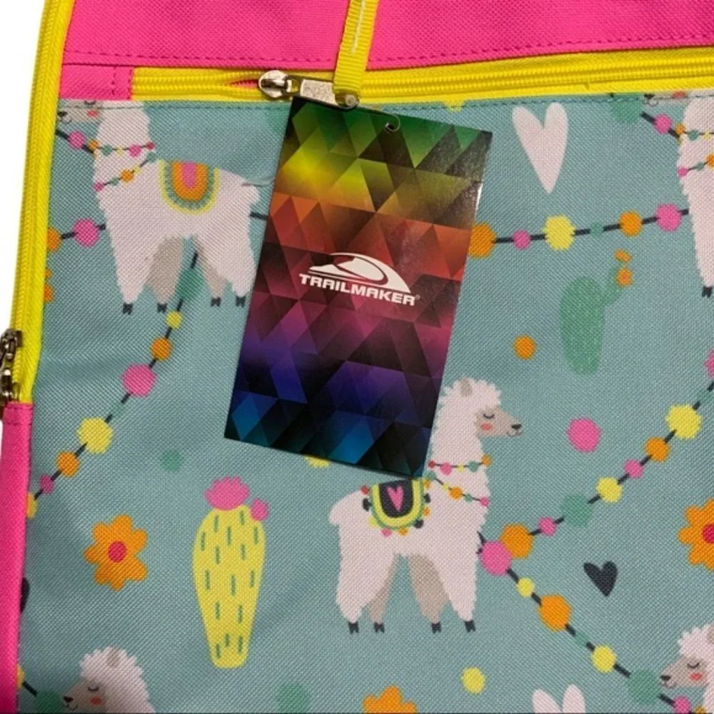 Trailmaker LLAMA Print Backpack Kids Girls Adjustable  Padded  Straps  Pink Blue